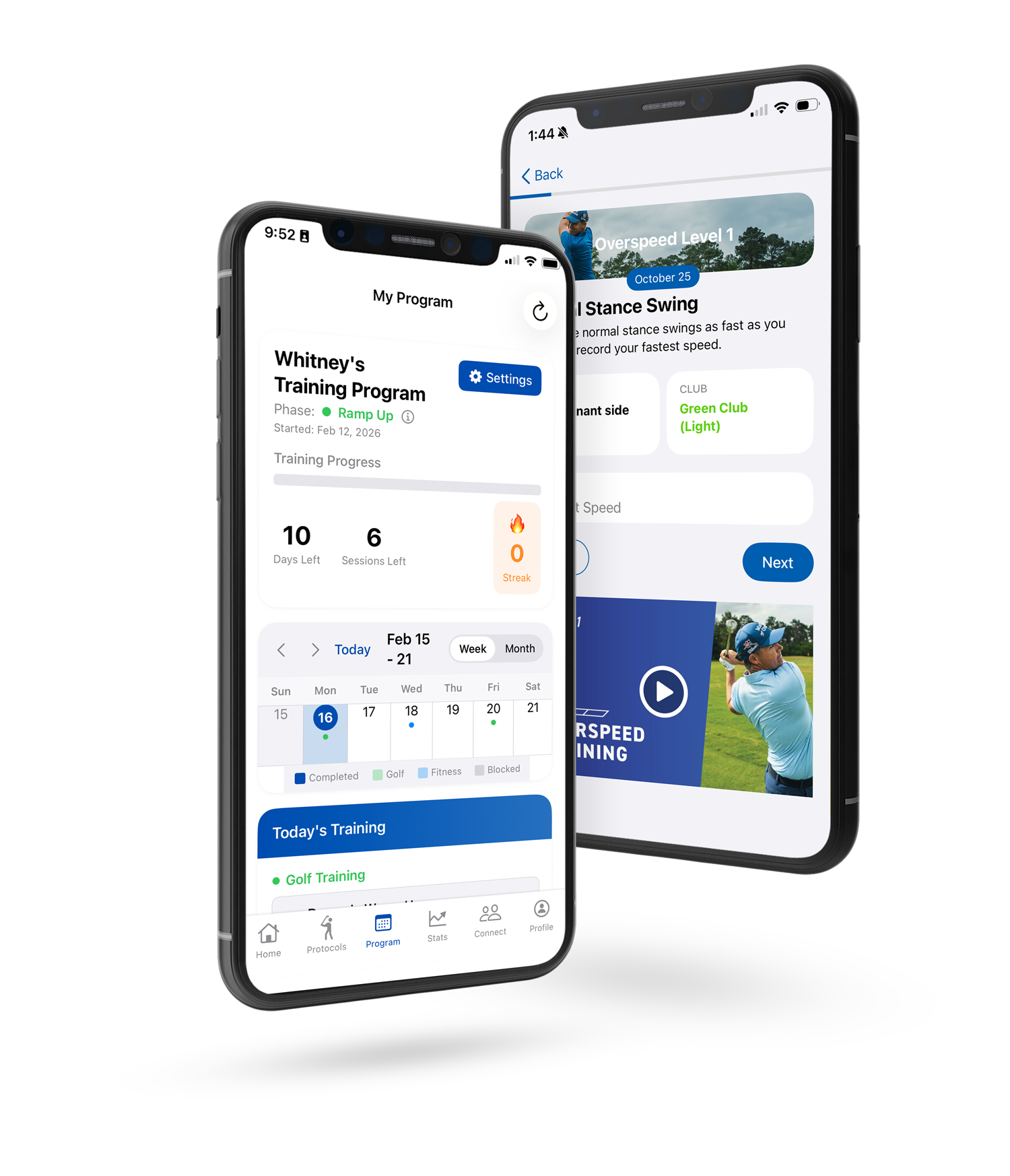 SuperSpeed training app on two phones